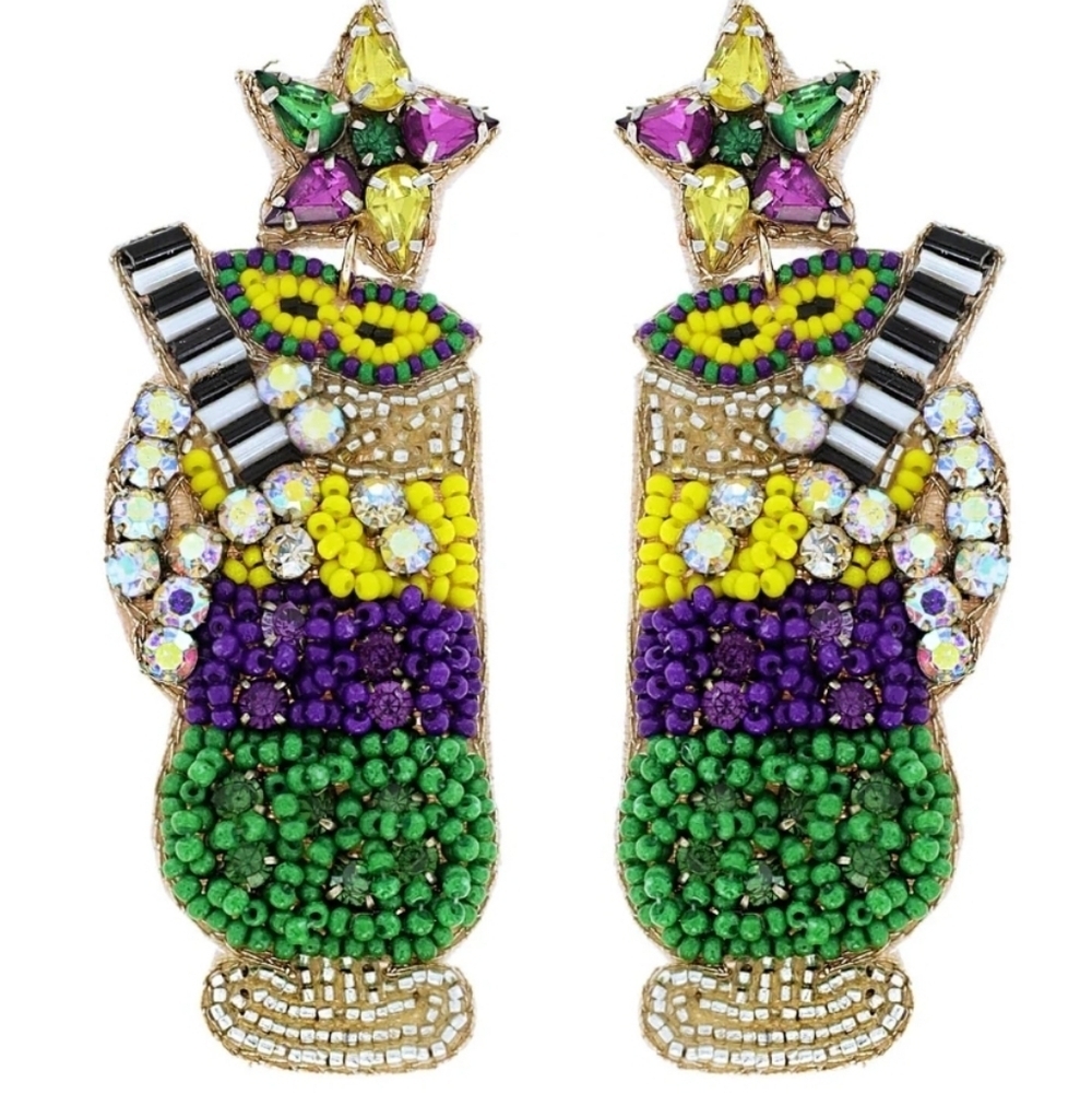Mardi Gras Cocktail Bead Earrings |